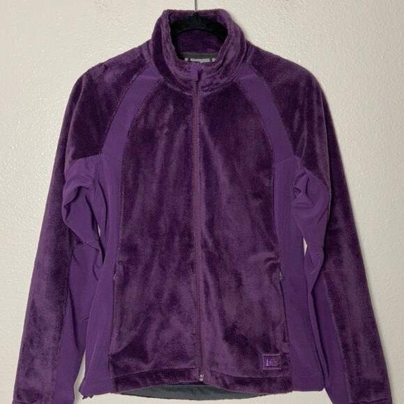 Rei Purple Plush Fleece Zip Up Jacket Mock Neck Women's XS Teddy Bear fuzzy - Picture 4 of 16